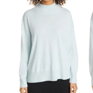Eileen Fisher Ice Blue Mock Neck 100% Cashmere Sweater